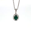 14kt White Gold Emerald and Diamond Pendant with Chain