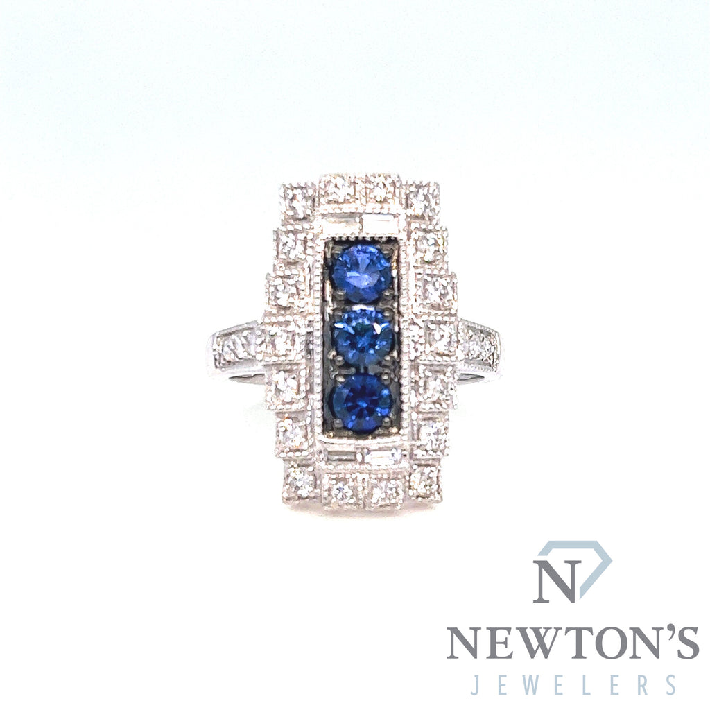 14kt White Gold Sapphire & Diamond Fashion Ring