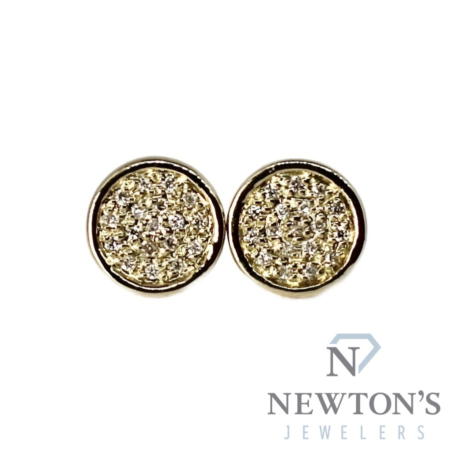 14kt Yellow Gold Diamond Circle Stud Earrings (0.10ct)