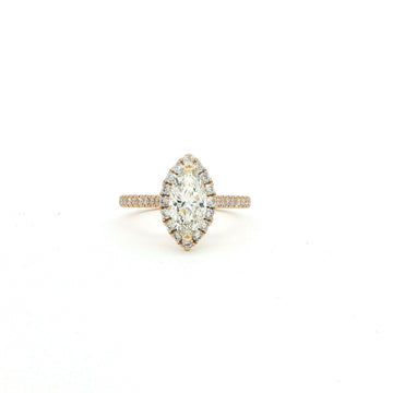 14kt Yellow Gold Marquise Diamond Halo Ring