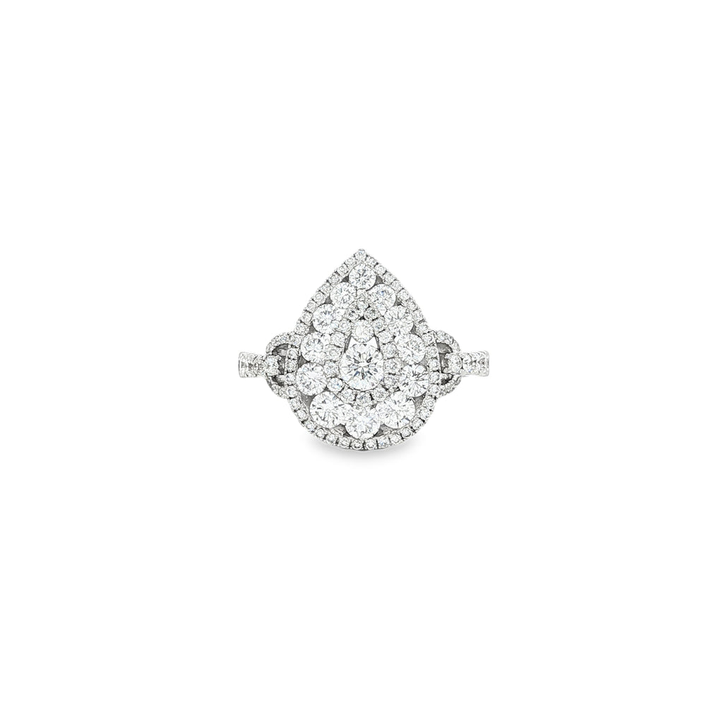 14kt White Gold Diamond Pear Illusion Ring