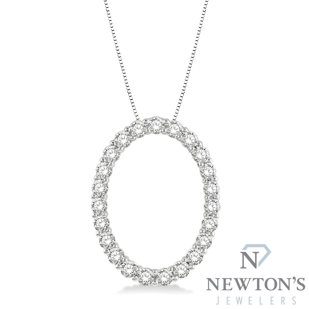 14kt White Gold Diamond Oval Pendant with Chain (1.00ct)