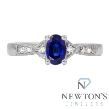 14kt White Gold Genuine Sapphire & Diamond Ring