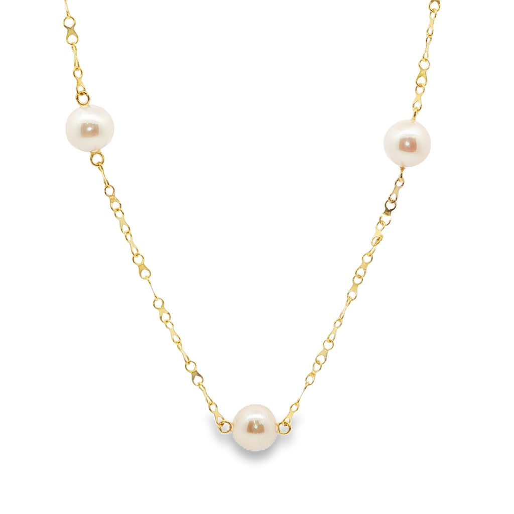 14kt Yellow Gold Freshwater Pearl Station Necklace