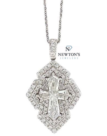 18kt White Gold Diamond Baguette Cross Pendant