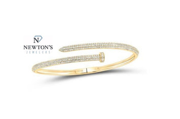 10kt Yellow Gold Diamond Open Bangle Bracelet