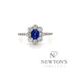 14kt White Gold "Flower" Sapphire and Diamond Fashion Ring