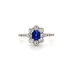 14kt White Gold "Flower" Sapphire and Diamond Fashion Ring