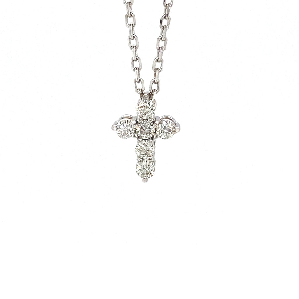 14kt White Gold Diamond Cross Pendant and Chain