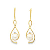 14kt Yellow Gold Freshwater Pearl & Diamond Drop Earrings