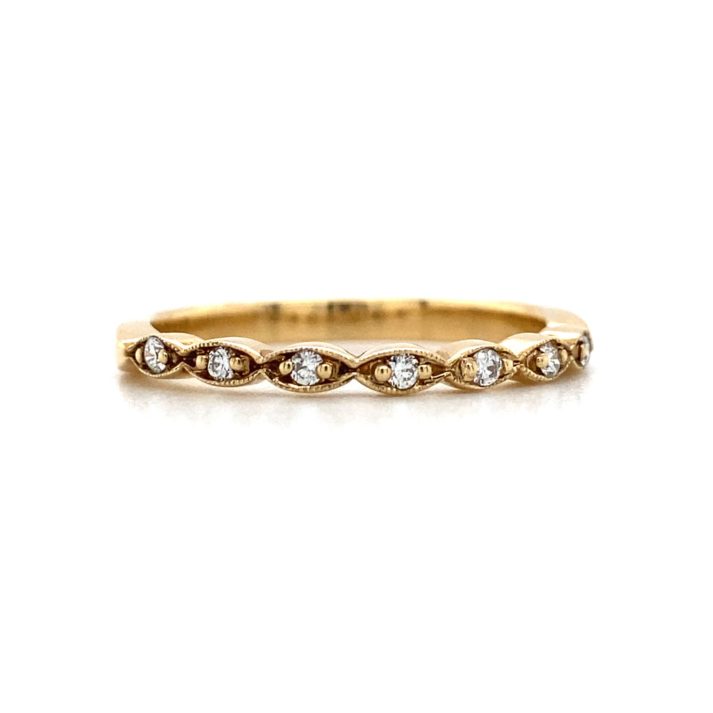 14kt Yellow Gold Diamond Scalloped Stackable Band