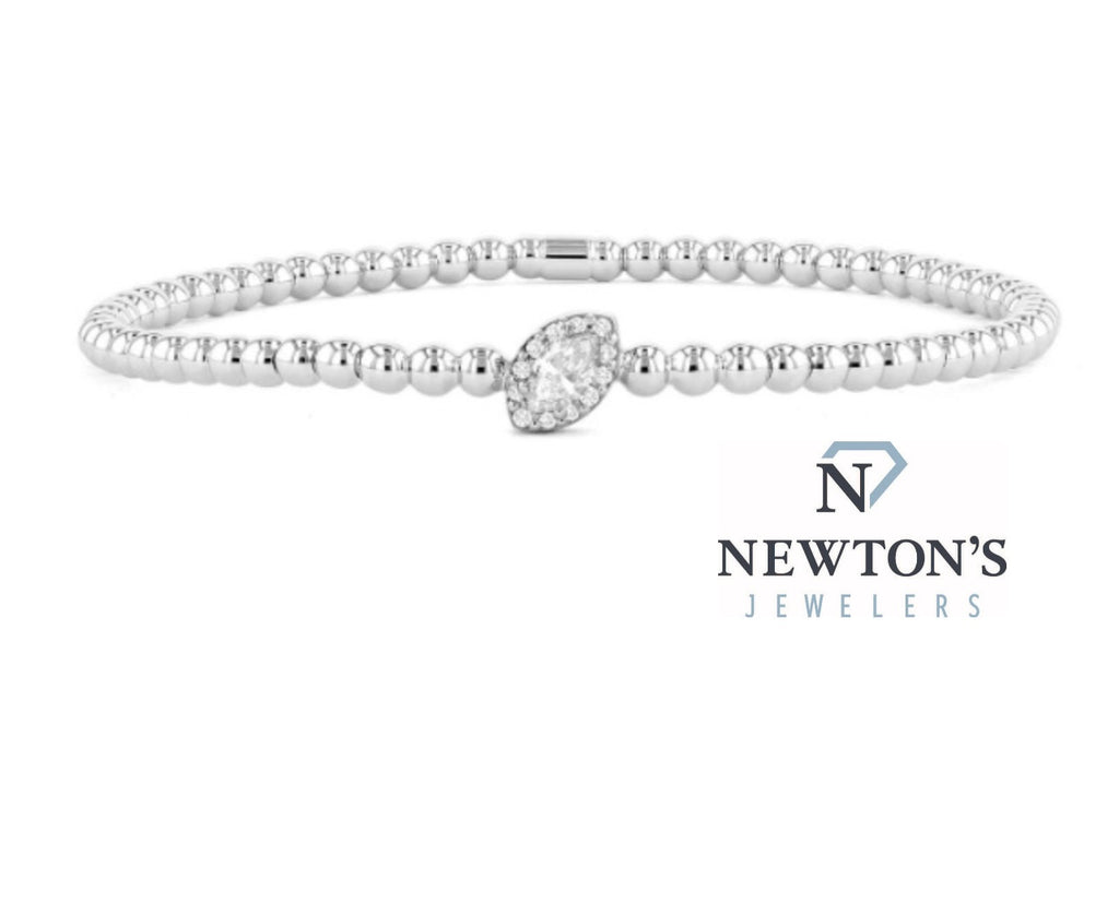 18kt White Gold Marquise Cut Diamond Stretch Bracelet