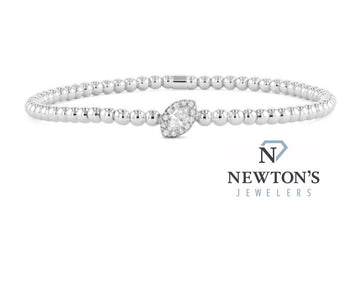 18kt White Gold Marquise Cut Diamond Stretch Bracelet