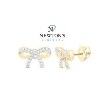 10kt Yellow Gold Bow and Diamond Stud Earrings