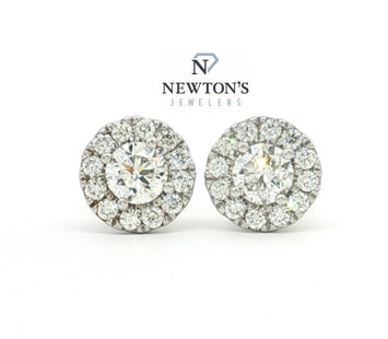 14kt White Gold Diamond Illusion Stud Earrings