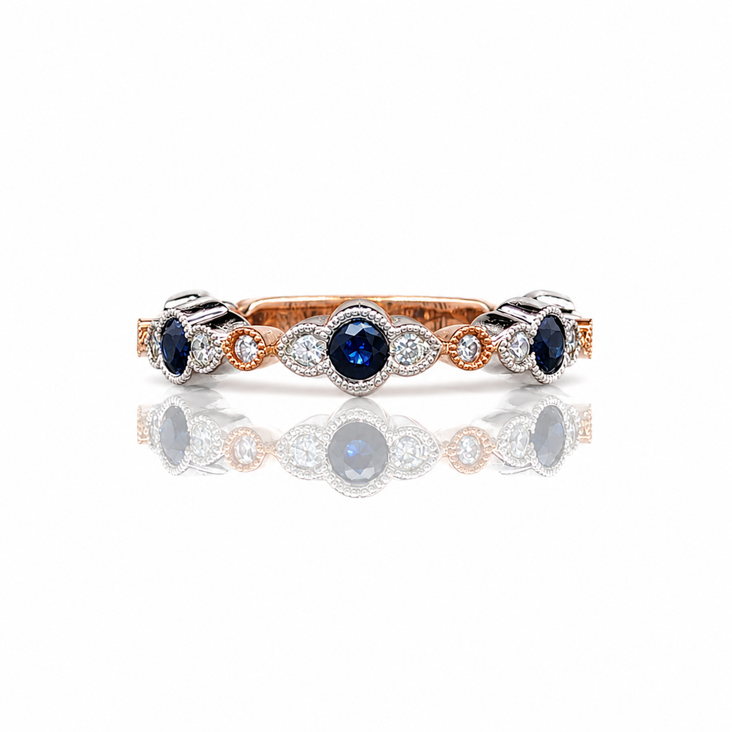 14kt Rose & White Gold Sapphire and Diamond Band