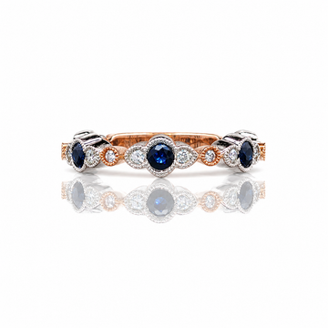14kt Rose & White Gold Sapphire and Diamond Band