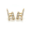 14kt Yellow Gold Double Row Diamond Huggies