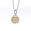 14kt White Gold Ethiopian Opal and Diamond Pendant