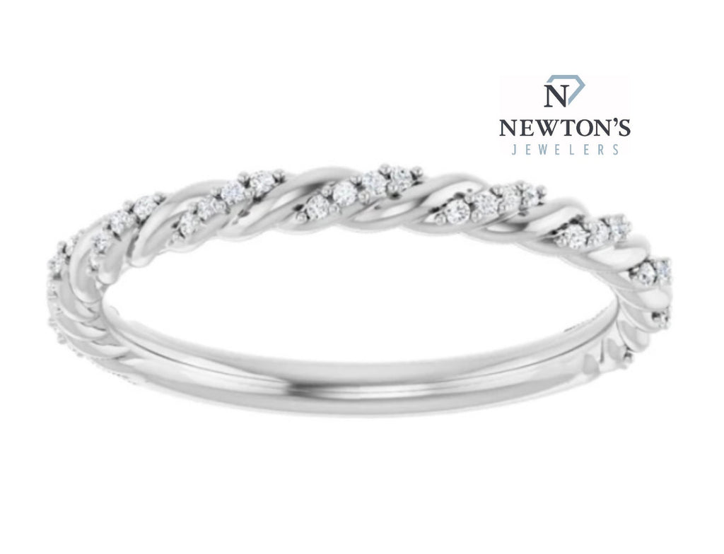 14kt White Gold Twisted Diamond Band