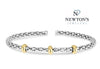 Sterling Silver & 18kt Yellow Gold Three Bead Cuff Bracelet