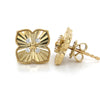 14kt Yellow Gold Diamond Fluted Clover Ear Studs