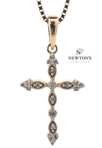 10kt Yellow Gold Diamond Cross Pendant