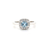 14kt White Gold Aquamarine Fashion Ring with Diamond Halo