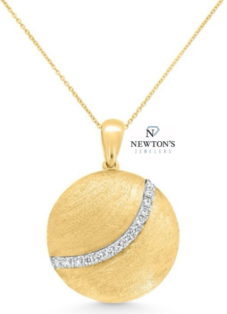 14Kt Yellow Gold Diamond Accent Disc Pendant Only