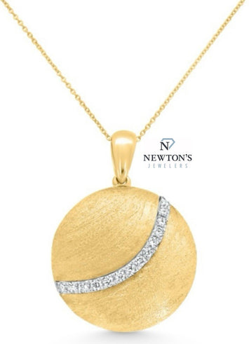 14Kt Yellow Gold Diamond Accent Disc Pendant Only