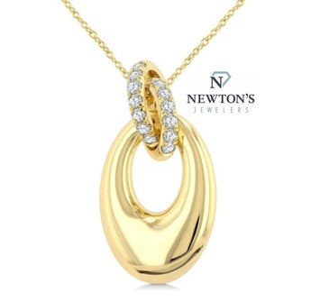 14kt Yellow Gold Oval Bubble Pendant with Diamond Accent Bail
