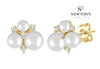 10kt Yellow Gold Pearl & Diamond Cluster Stud Earrings