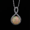 14kt White Gold Ethiopian Opal and Diamond Pendant