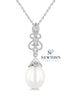 10kt White Gold Teardrop Pearl & Diamond Drop Necklace
