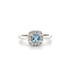 14kt White Gold Aquamarine Fashion Ring with Diamond Halo