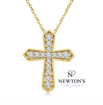 10kt Yellow Gold Diamond Cross Pendant