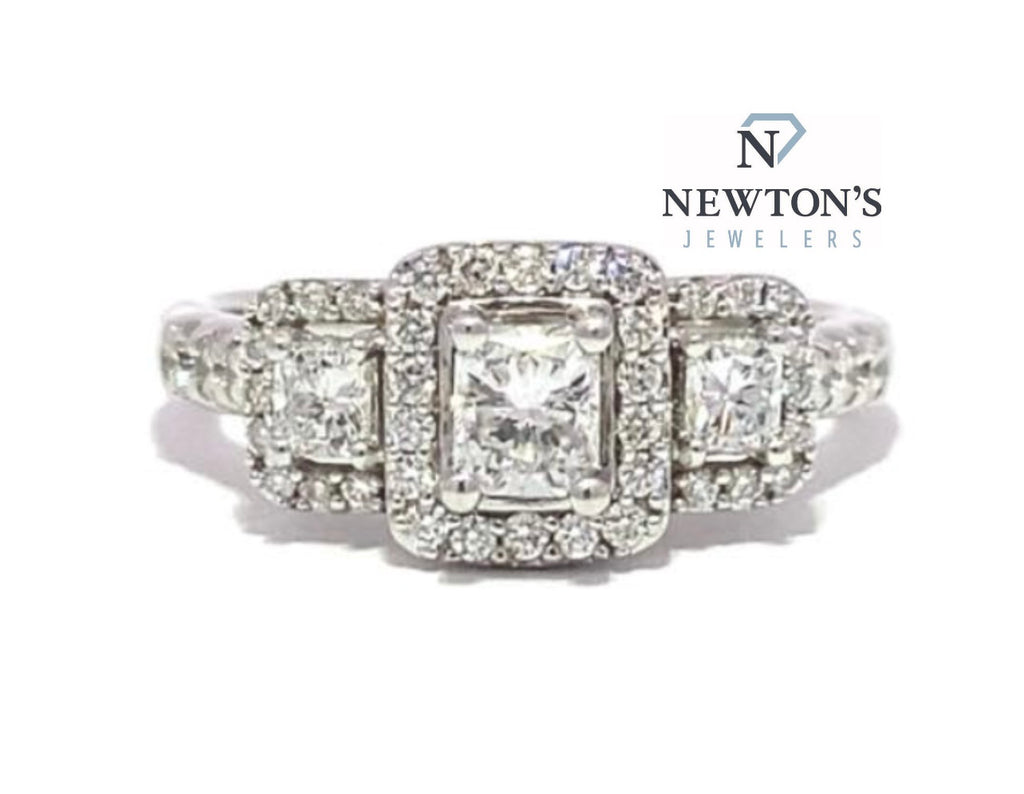 14kt White Gold Past Present Future Engagement Ring