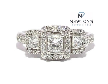 14kt White Gold Past Present Future Engagement Ring