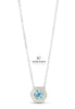 Sterling Silver & 18kt Yellow Gold Blue Topaz Hexagon Pendant