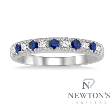 14kt White Gold Diamond and Sapphire Stackable Band