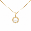 14kt Yellow Gold Pearl & Diamond Halo Pendant(Pendant Only)