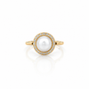 14kt Yellow Gold Pearl & Diamond Halo Ring