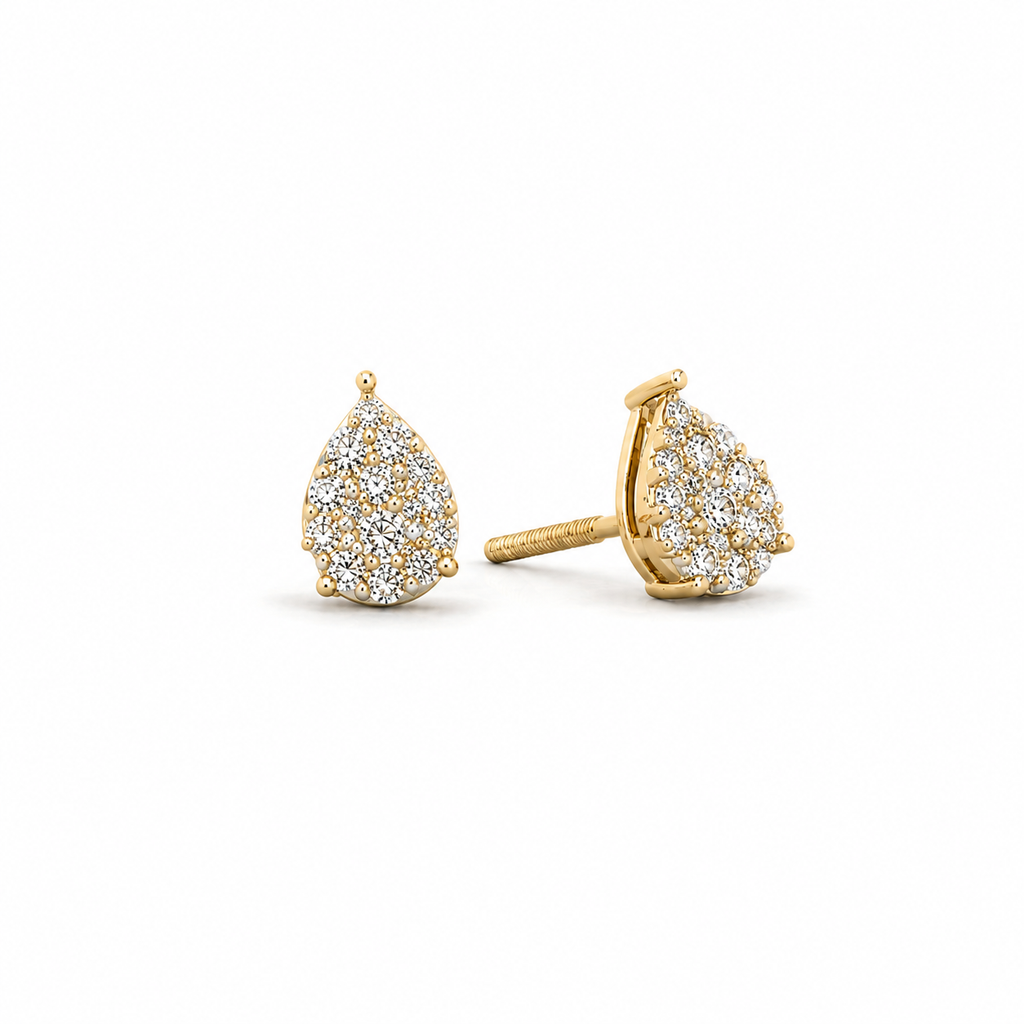 10kt Yellow Gold Pear Illusion Diamond Stud Earrings