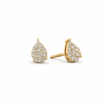 10kt Yellow Gold Pear Illusion Diamond Stud Earrings
