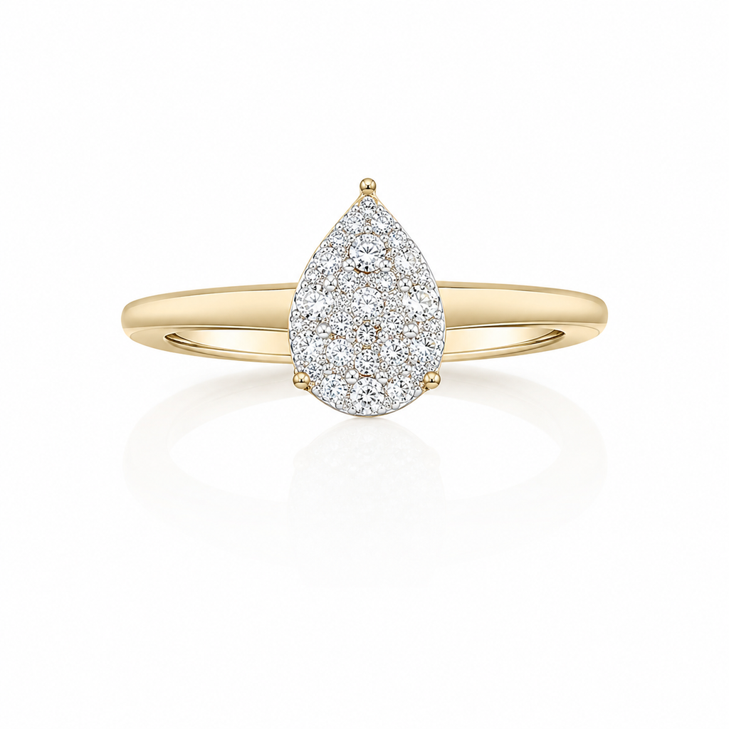 10kt Yellow Gold Pear Illusion Diamond Ring