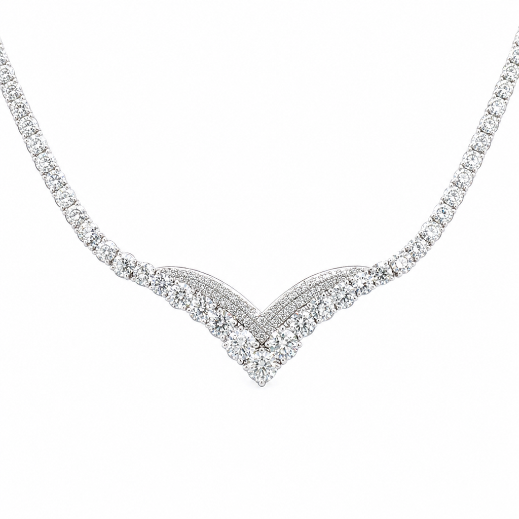18kt White Gold Diamond Contour Necklace