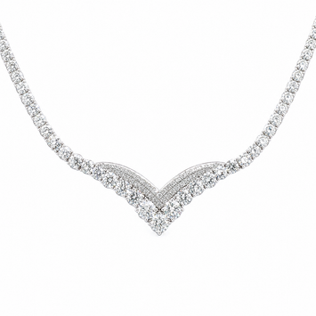 18kt White Gold Diamond Contour Necklace