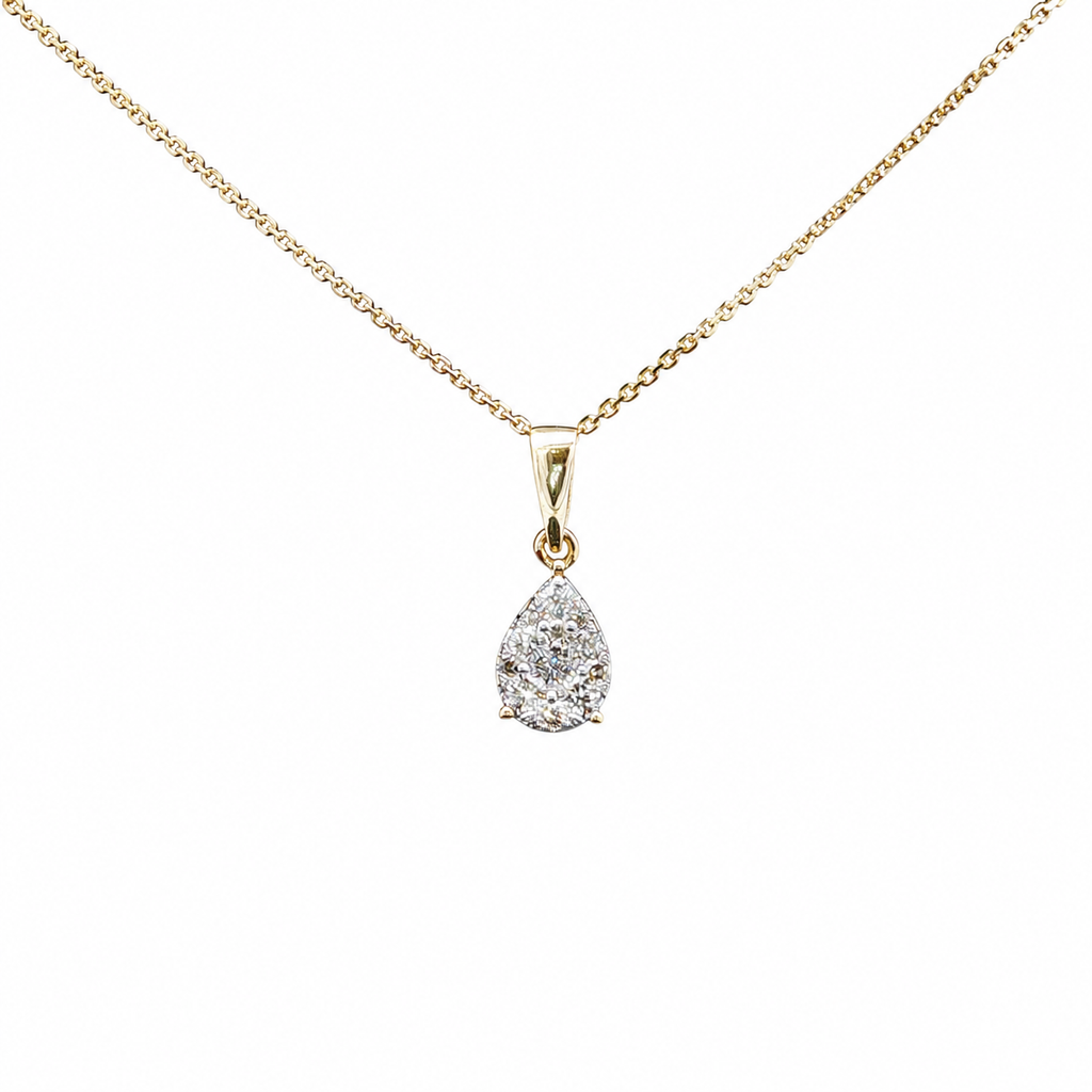 10kt Yellow Gold Pear Illusion Diamond Pendant(Pendant Only)