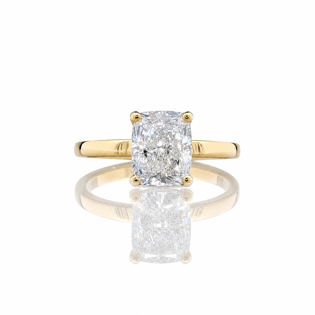 14kt Two-Tone Cushion Cut Diamond Solitaire Ring