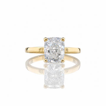 14kt Two-Tone Cushion Cut Diamond Solitaire Ring